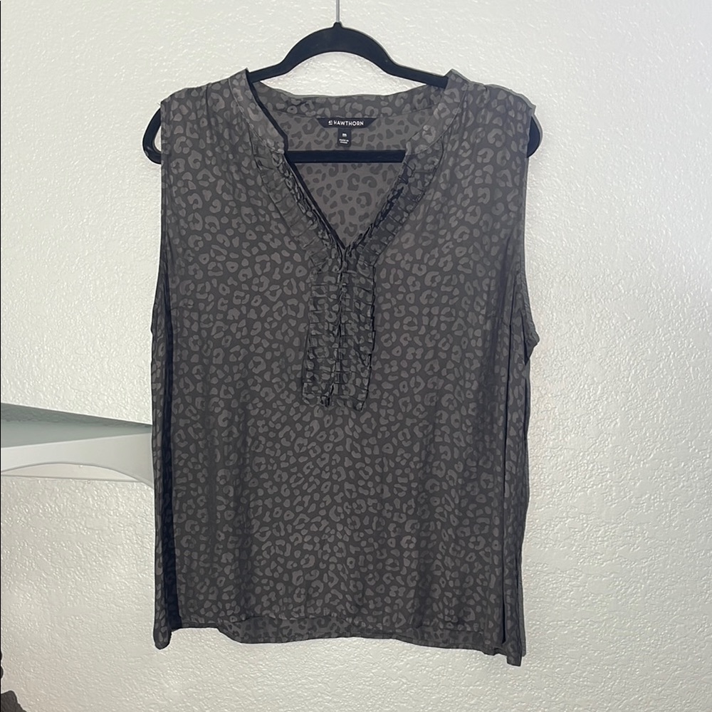 Charter Club Gray Leopard Print Women's Top